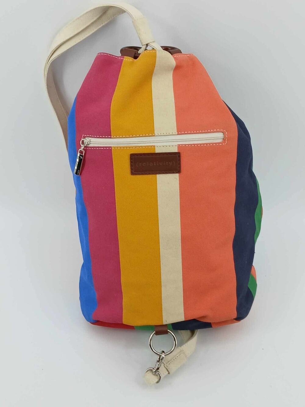 Canvas backpack, Relativity multicolor striped drawstring bag